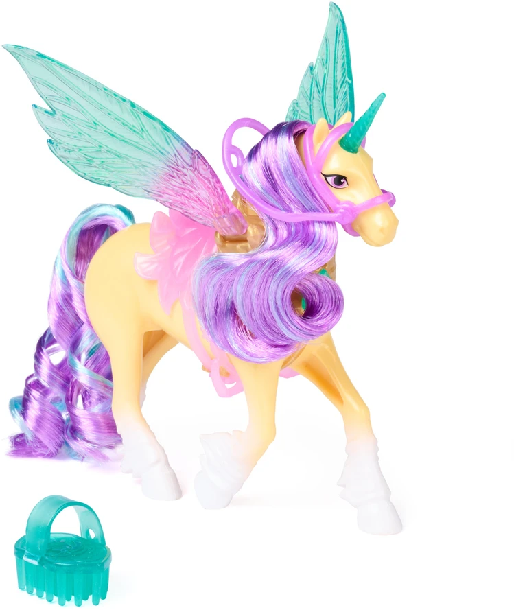 Akademia Jednorożców Magia Skrzydeł Rinkinys lalka Ava i figurka jednorożca Leaf + priedai Unicorn Academy Wing Magic