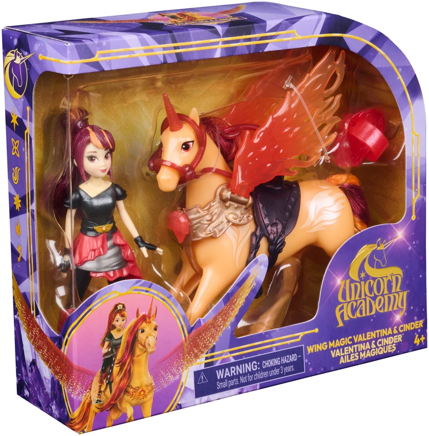 Spin Master Akademia Jednorożców Magia Skrzydeł Rinkinys lalka Valentina i figurka jednorożca Cinder + priedai Unicorn Academy Wing Magic