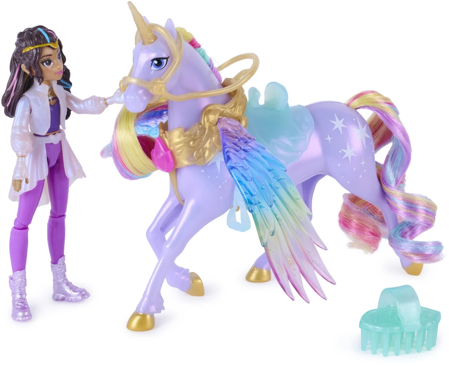 Vienaragžių akademija: Sparnų magija. Rinkinys su lėle Sophia ir vienaragio figura Wildstar + aksesuarai Unicorn Academy Wing Magic
