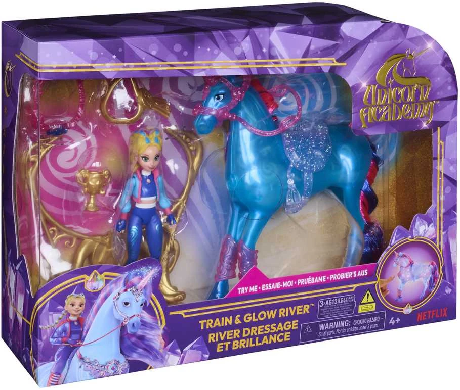 Spin Master Unicorn Academy Vienaragio akademija – traukinukas ir švytinti upė (6075347)