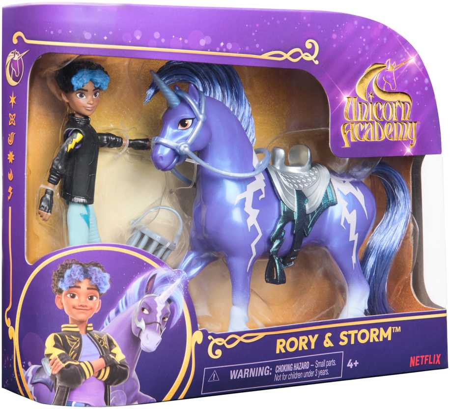 Unicorn Academy Rinkinio Vienaragio akademijos figūrėlės Roris ir Audros raitelis bei Vienaragis + Priedai Vienaragio akademija