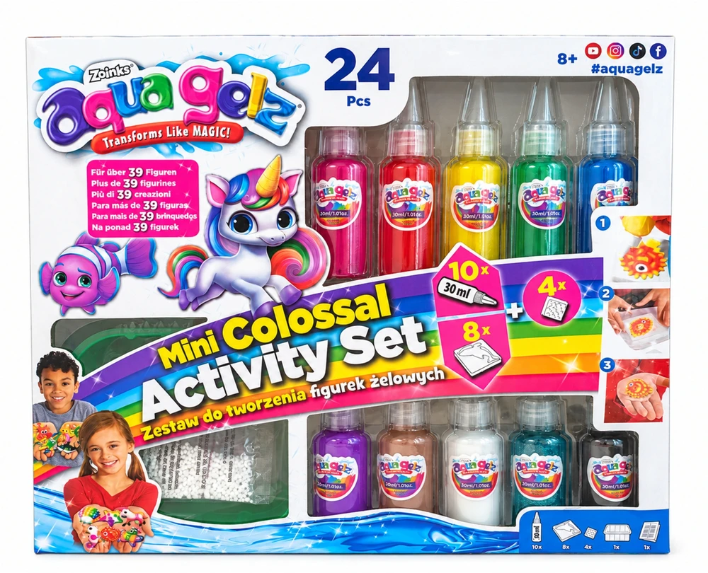 Aqua Gelz Kūrybinis rinkinys želė figūrėlių kūrimui Mini Colossal Activity Set 10 spalvų želė + formelės