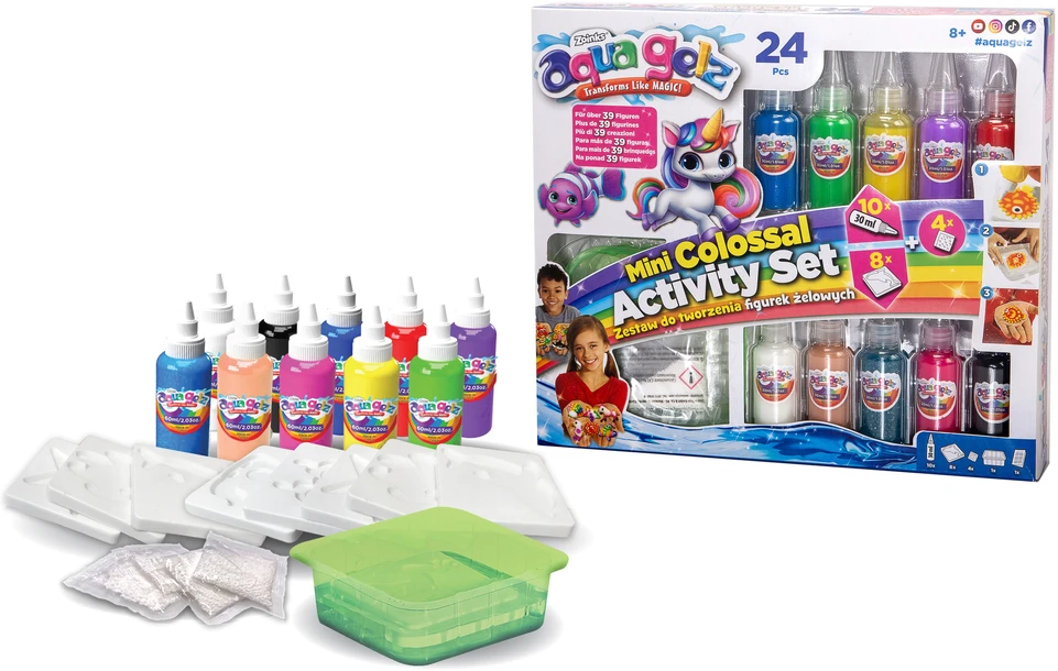 Aqua Gelz Kūrybinis rinkinys želė figūrėlių kūrimui Mini Colossal Activity Set 10 spalvų želė + formelės