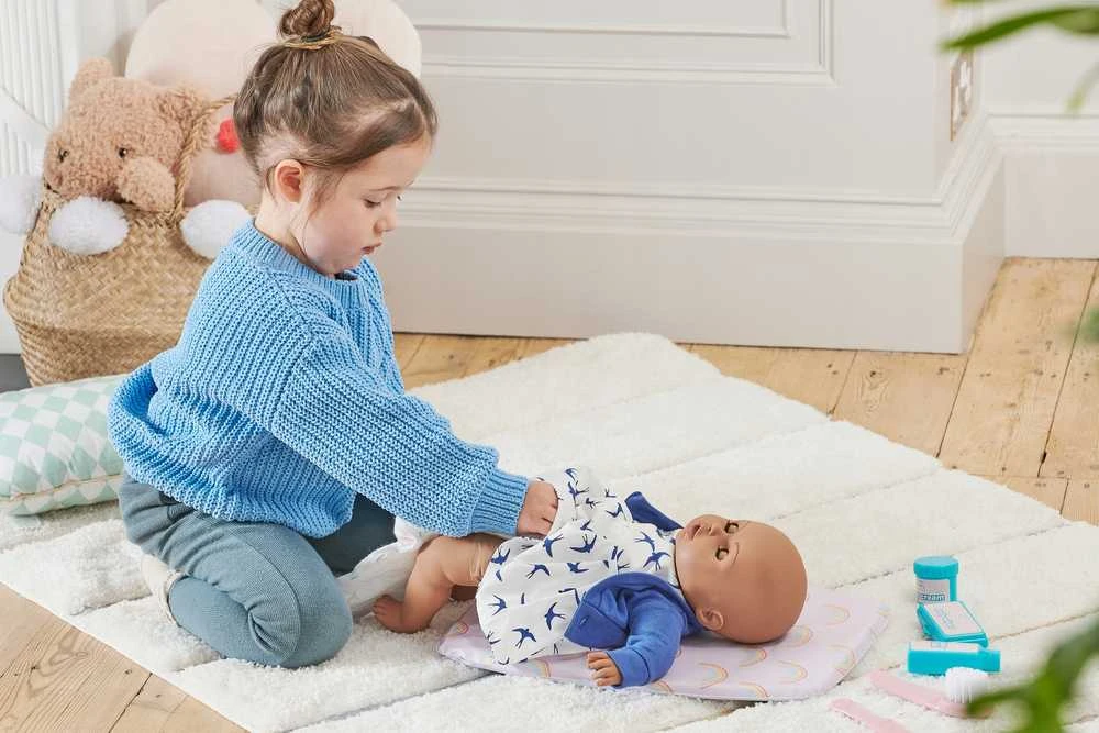 Baby Huggles Casdon persirengimo kilimėlis lėlės vystyklai + priedai