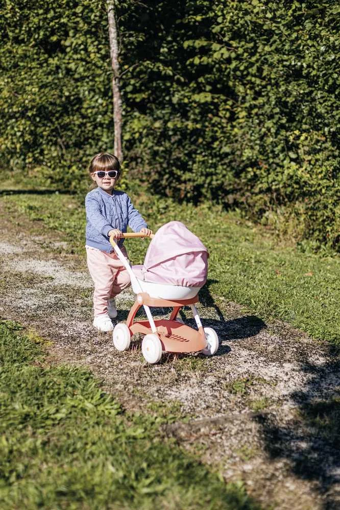 Lėlių vežimėlis Smoby Baby Nurse, balta/rožinė