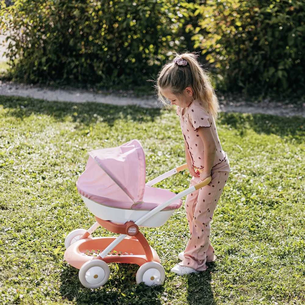 Lėlių vežimėlis Smoby Baby Nurse, balta/rožinė