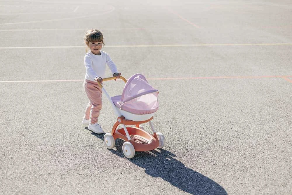 Lėlių vežimėlis Smoby Baby Nurse, balta/rožinė