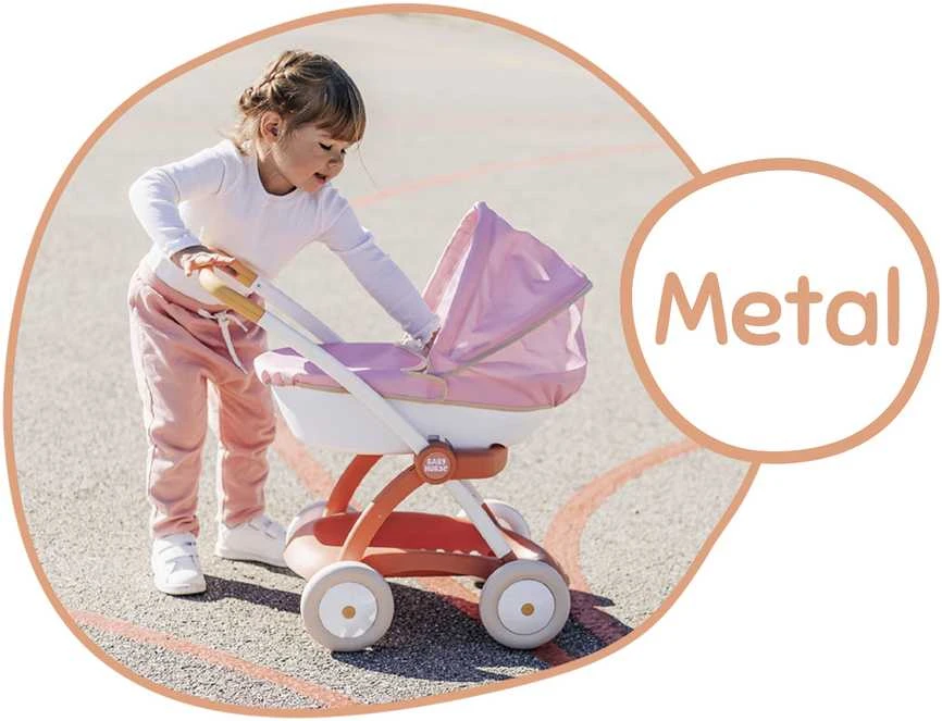 Lėlių vežimėlis Smoby Baby Nurse, balta/rožinė