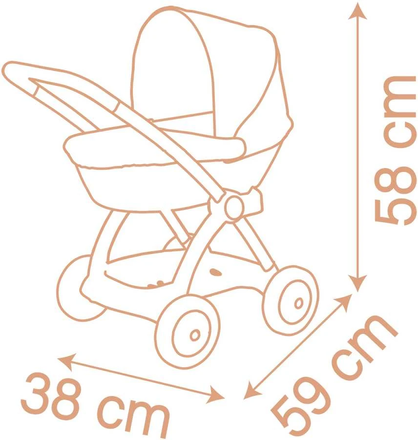 Lėlių vežimėlis Smoby Baby Nurse, balta/rožinė