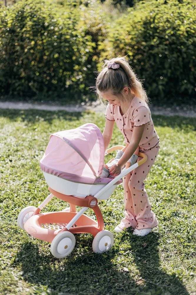 Lėlių vežimėlis Smoby Baby Nurse, balta/rožinė