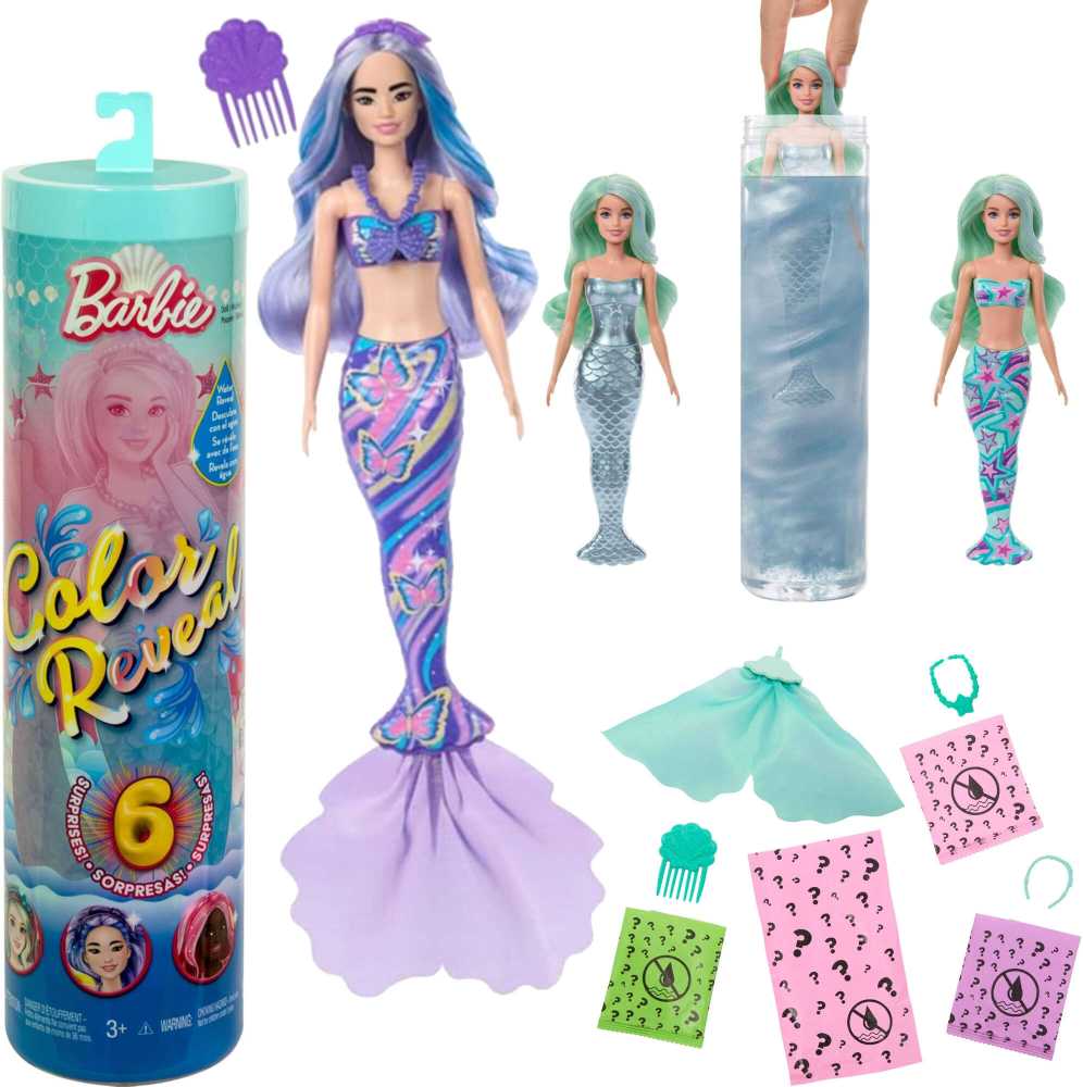 Mattel BARBIE COLOR REVEAL undinės siurprizų rinkinys, giliųjų vandenų serija (HRK12)