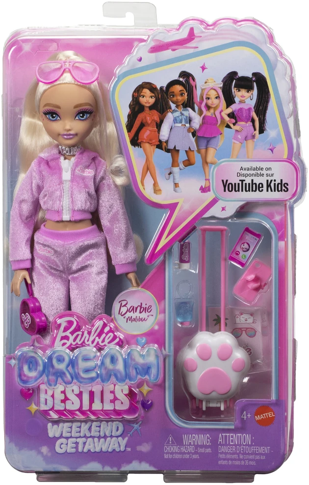 Mattel BARBIE DREAM BESTIES lėlė Malibu (kelionių tema) (JMV16)