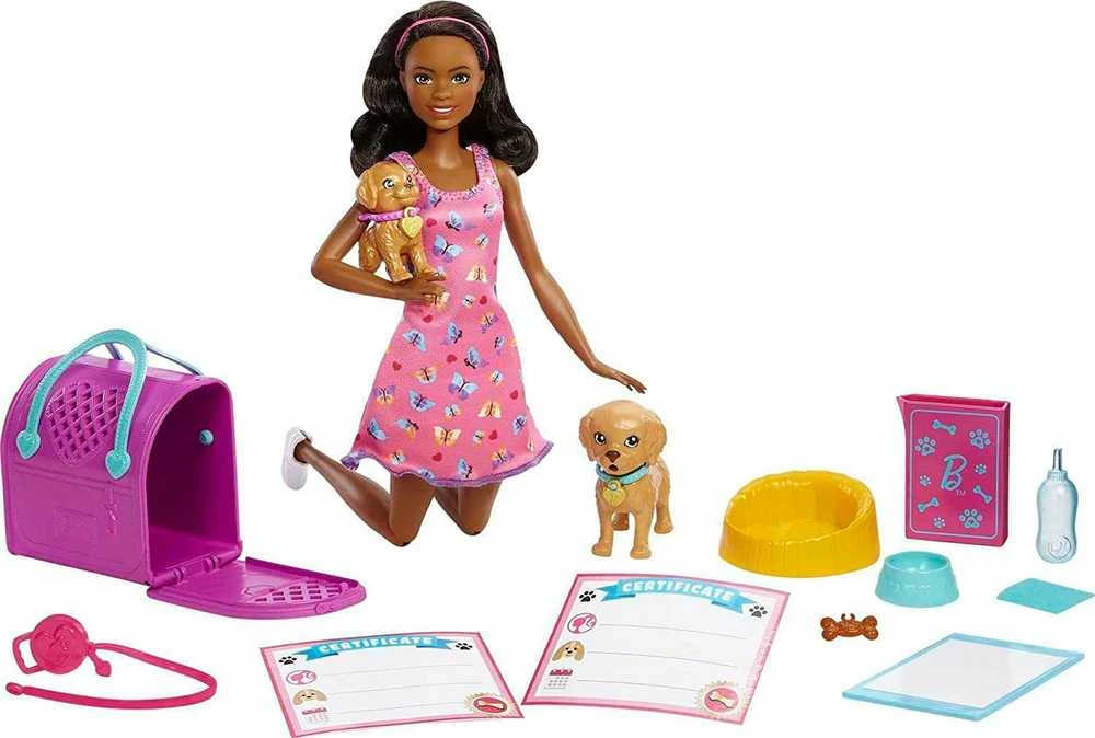Mattel Lėlė Barbė šuniukų įvaikinimo žaidimų rinkinys