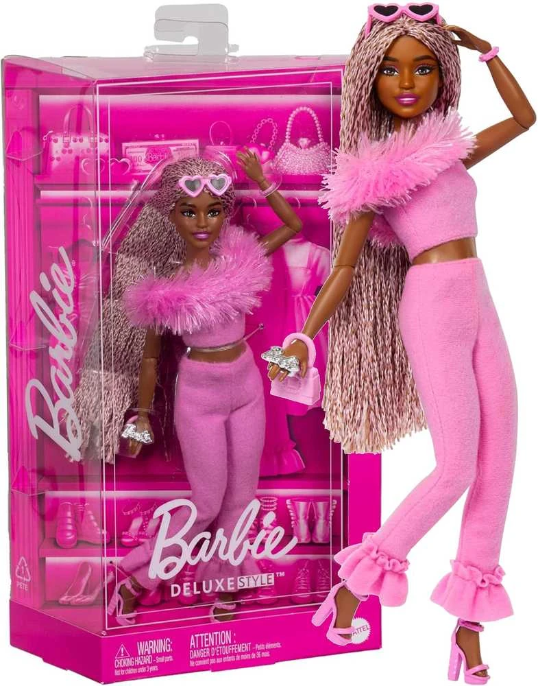 Mattel BARBIE DELUXE FASHIONISTAS lėlė rožiniu kostiumu (HYV28)