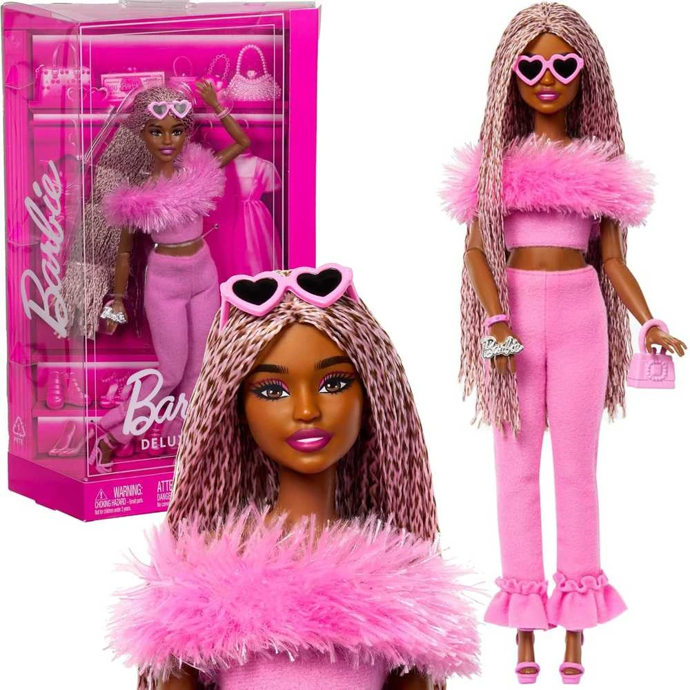 Mattel BARBIE DELUXE FASHIONISTAS lėlė rožiniu kostiumu (HYV28)