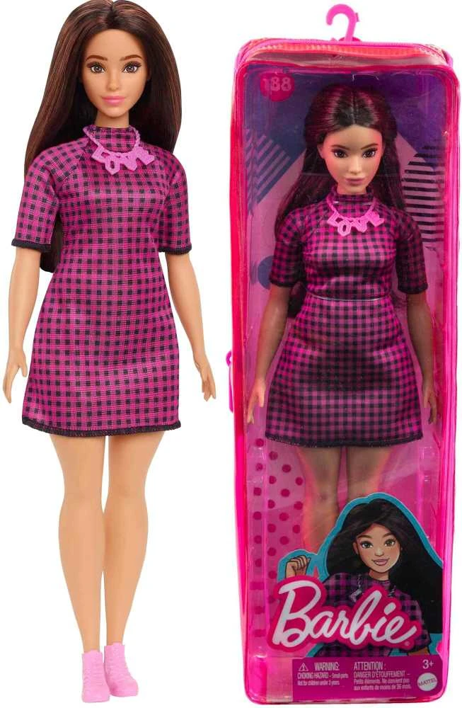 Lėlė Barbie Barbie Fashionistas Rožinė languota suknelė