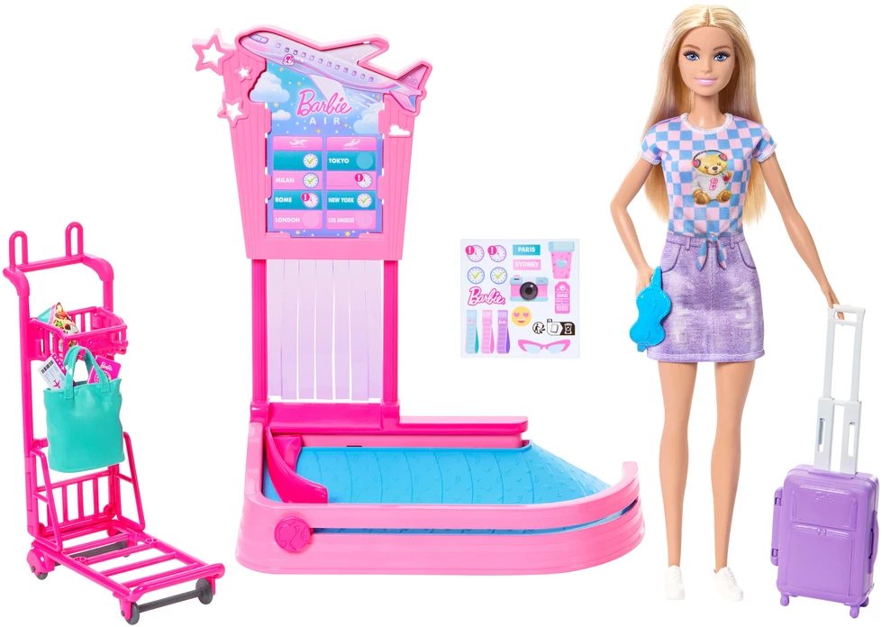Mattel Lėlė Barbie su bagažo juostos žaidimu