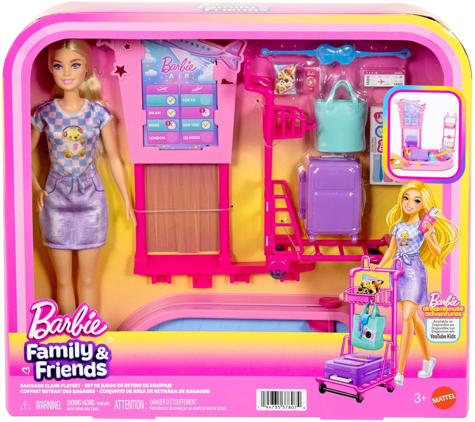 Mattel Lėlė Barbie su bagažo juostos žaidimu