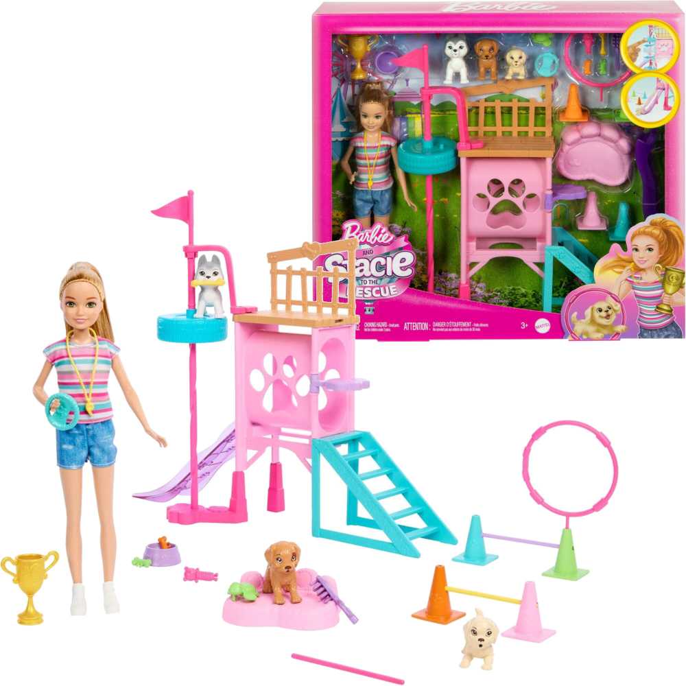 Lėlė Barbie and Stacie Puppy Obstacle Course HRM10 Mattel