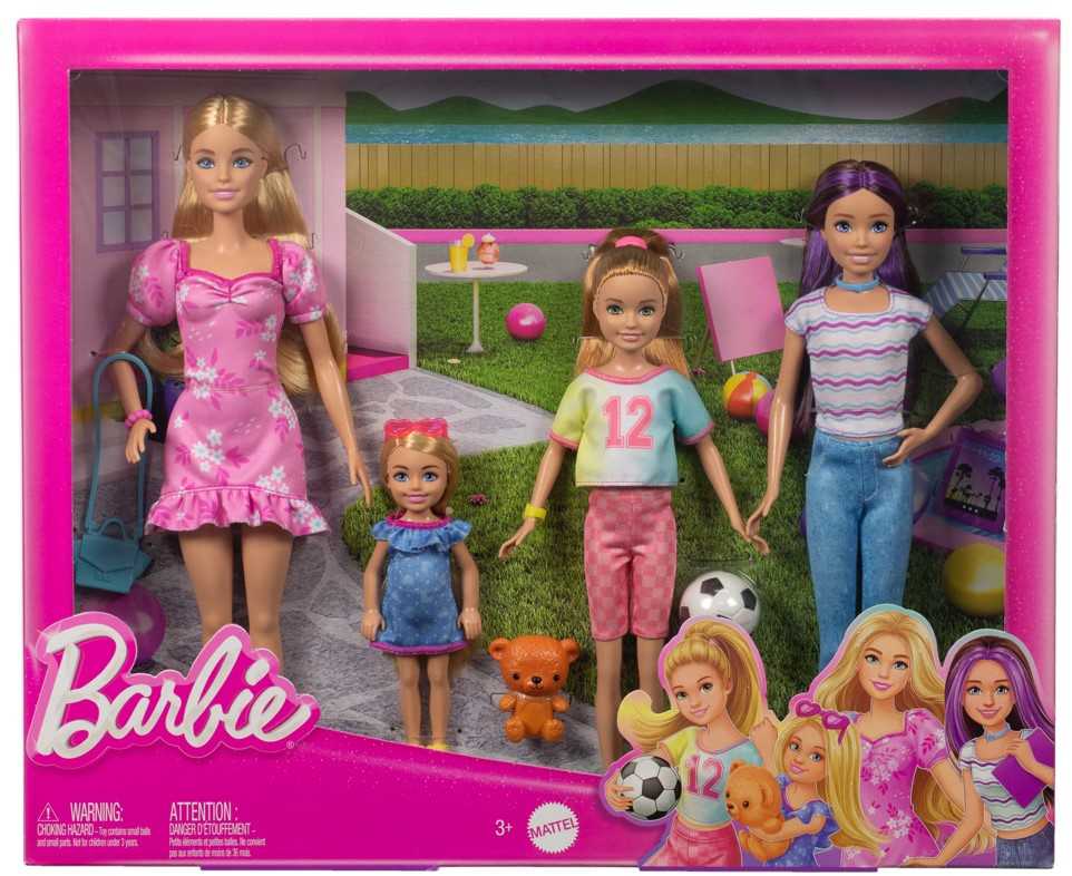 Barbie Siostry Rinkinys 4 lalek Skipper Stacie Chelsea + priedai