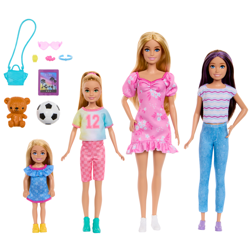 Barbie Siostry Rinkinys 4 lalek Skipper Stacie Chelsea + priedai