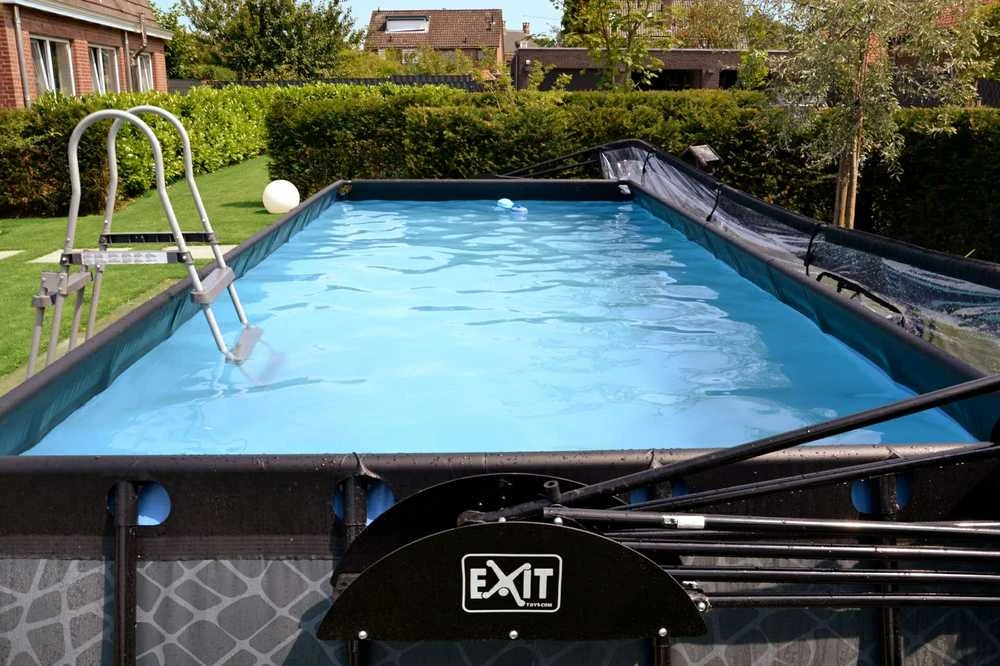 EXIT Juodas Leather baseinas 540x250x100cm su smėlio filtro siurbliu – juodas