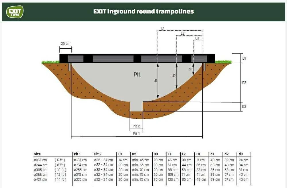 EXIT Silhouette antžeminis sportinis batutas ø183cm - juodas