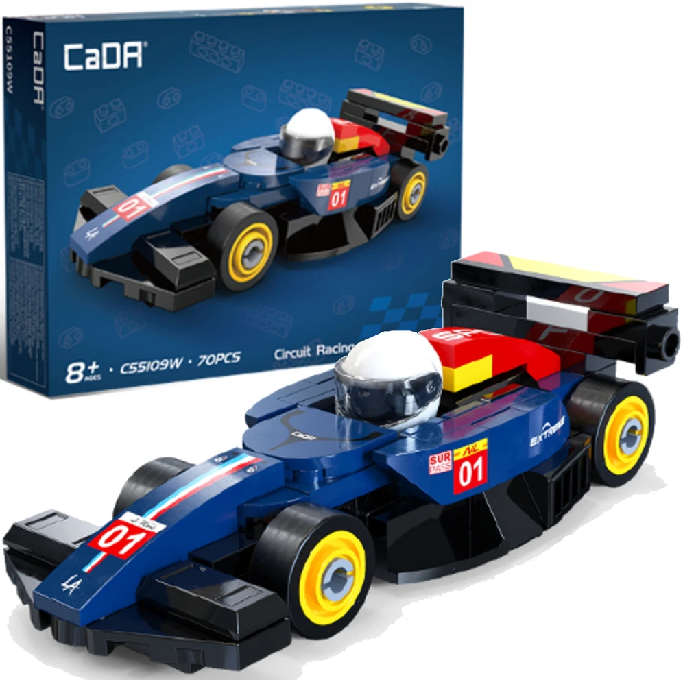 Klocki konstrukcyjne CaDA wyścigówka Samochód wyścigowy Circuit Racing Car Dark Mėlyna 70 dalys