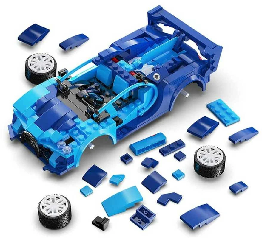 Klocki konstrukcyjne CaDA Zdalnie sterowany samochód Lentyninė mašinėlė Wyścigówka Važiuoklė RC Mėlyna Race Car Dual Mode 325 dalys