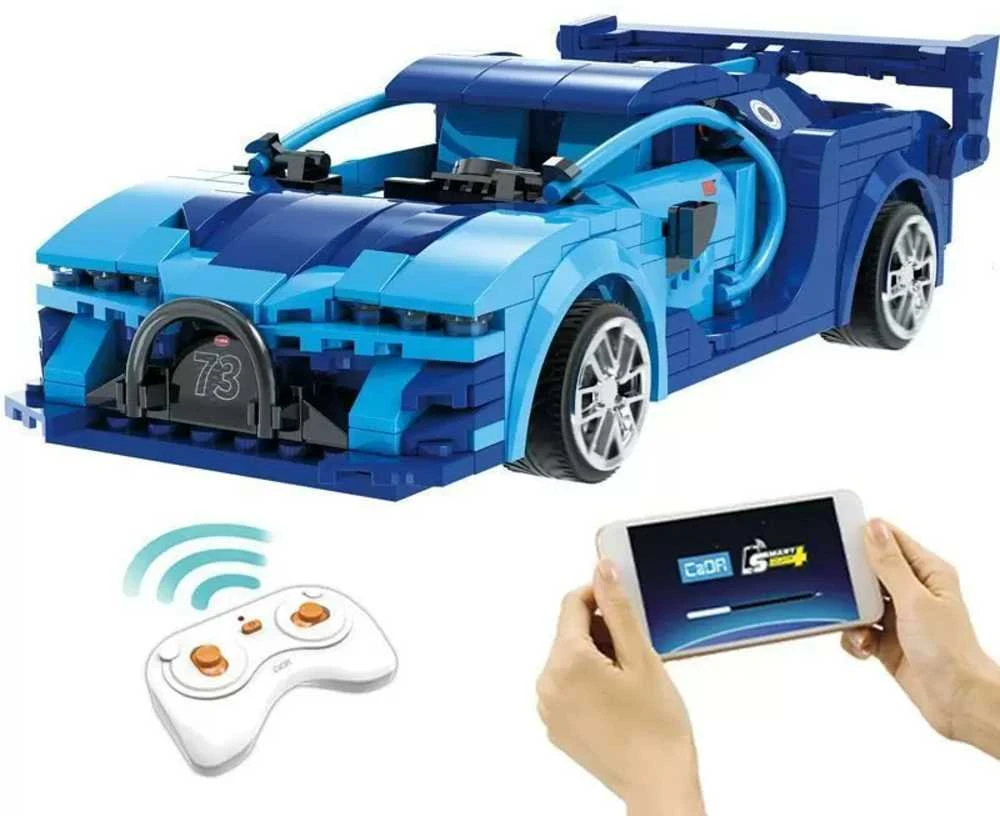 Klocki konstrukcyjne CaDA Zdalnie sterowany samochód Lentyninė mašinėlė Wyścigówka Važiuoklė RC Mėlyna Race Car Dual Mode 325 dalys