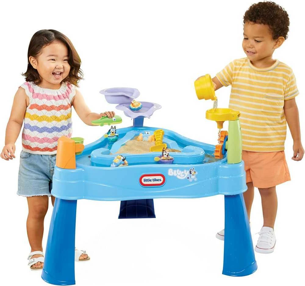 Bluey Little Tikes Garden Sandbox vandens staliukas + figūrėlės ir priedai