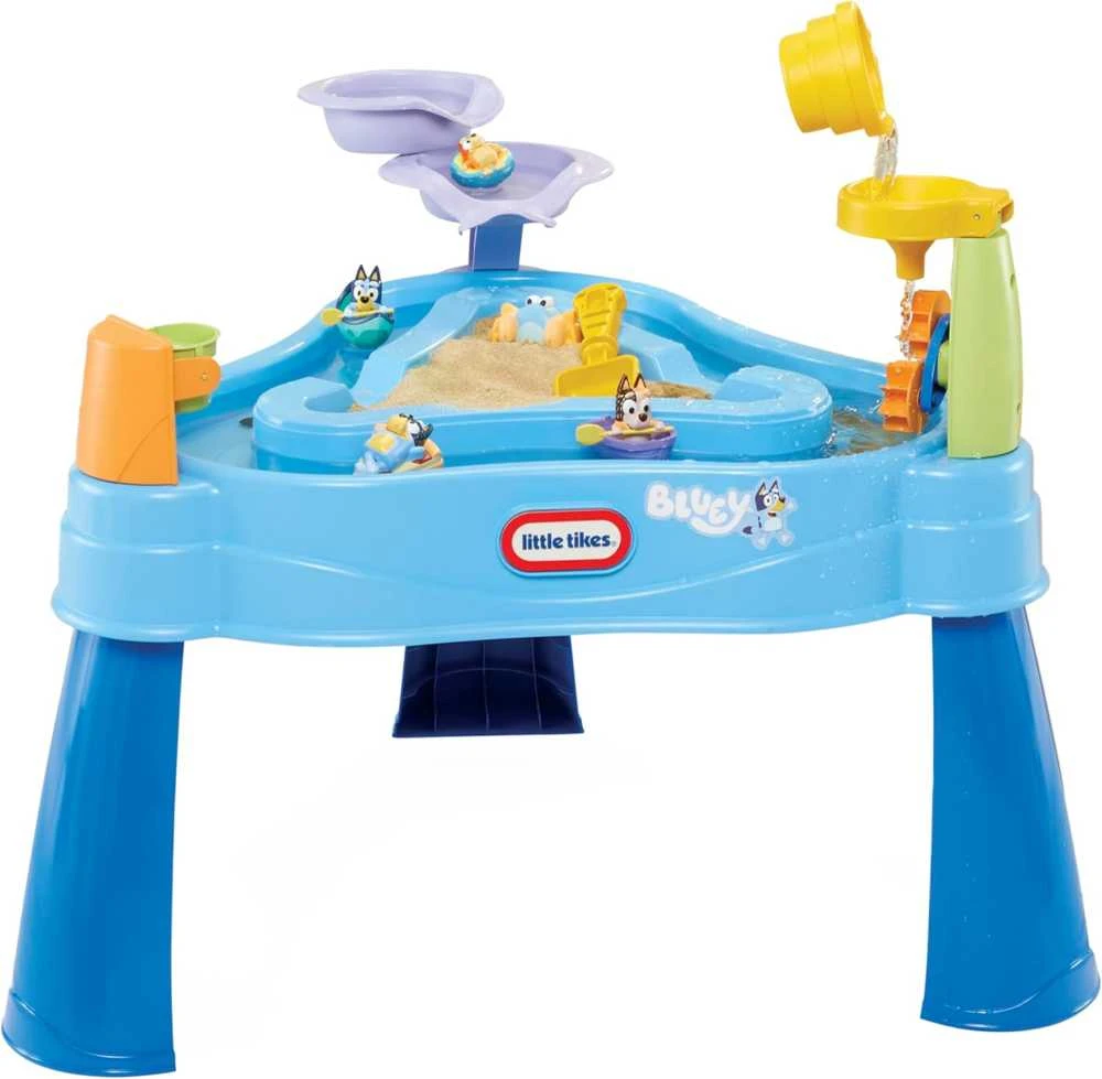 Bluey Little Tikes Garden Sandbox vandens staliukas + figūrėlės ir priedai
