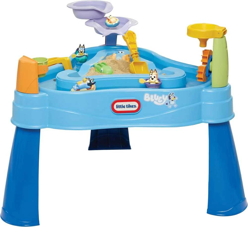 Bluey Little Tikes Garden Sandbox vandens staliukas + figūrėlės ir priedai