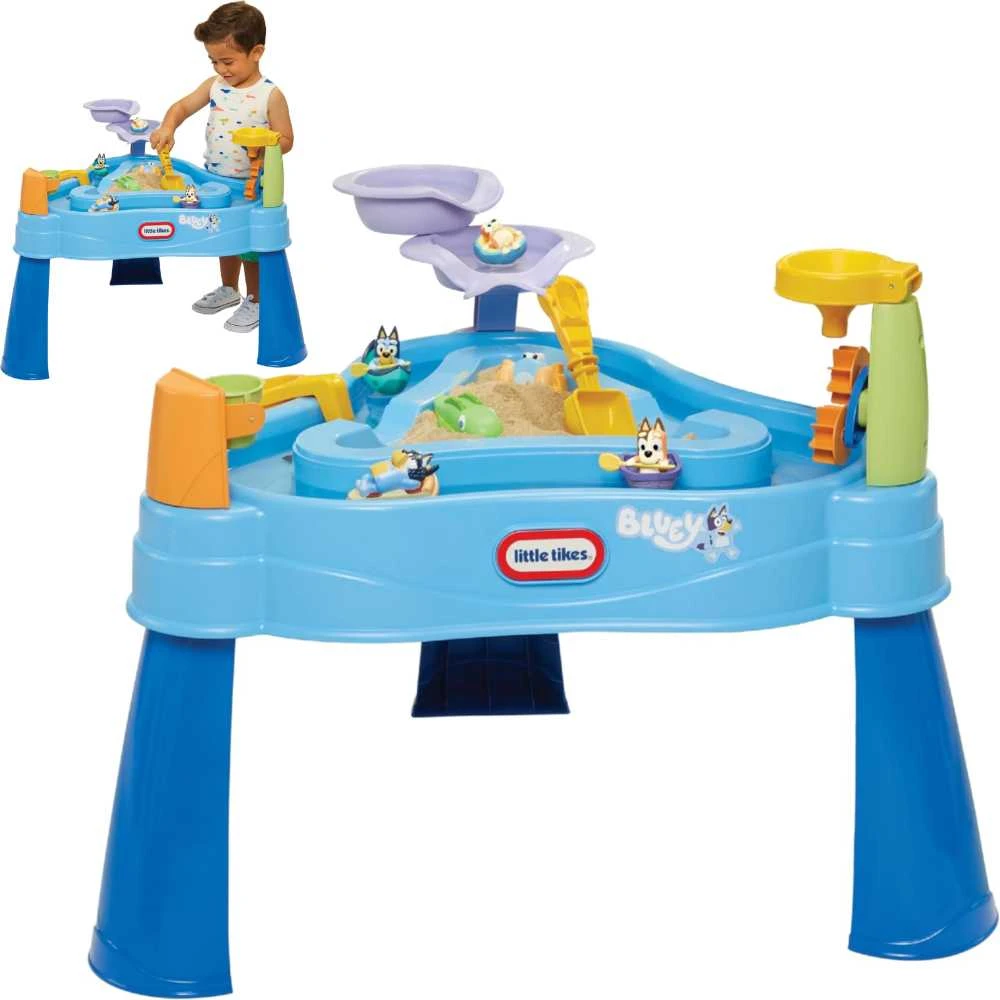 Bluey Little Tikes Garden Sandbox vandens staliukas + figūrėlės ir priedai