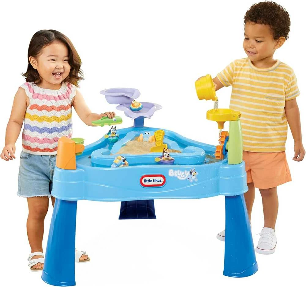 Bluey Little Tikes Garden Sandbox vandens staliukas + figūrėlės ir priedai