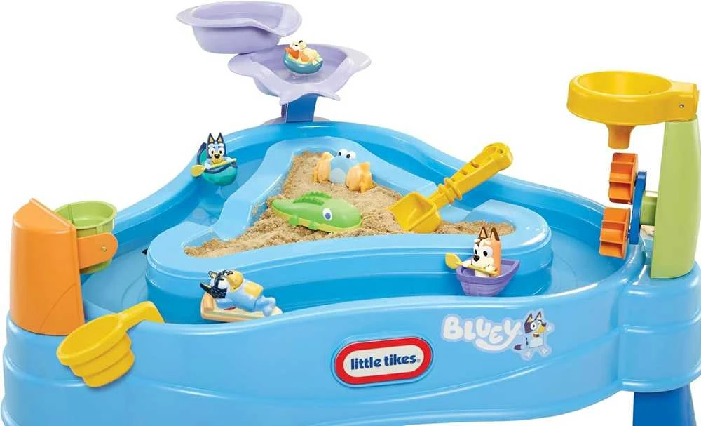 Bluey Little Tikes Garden Sandbox vandens staliukas + figūrėlės ir priedai