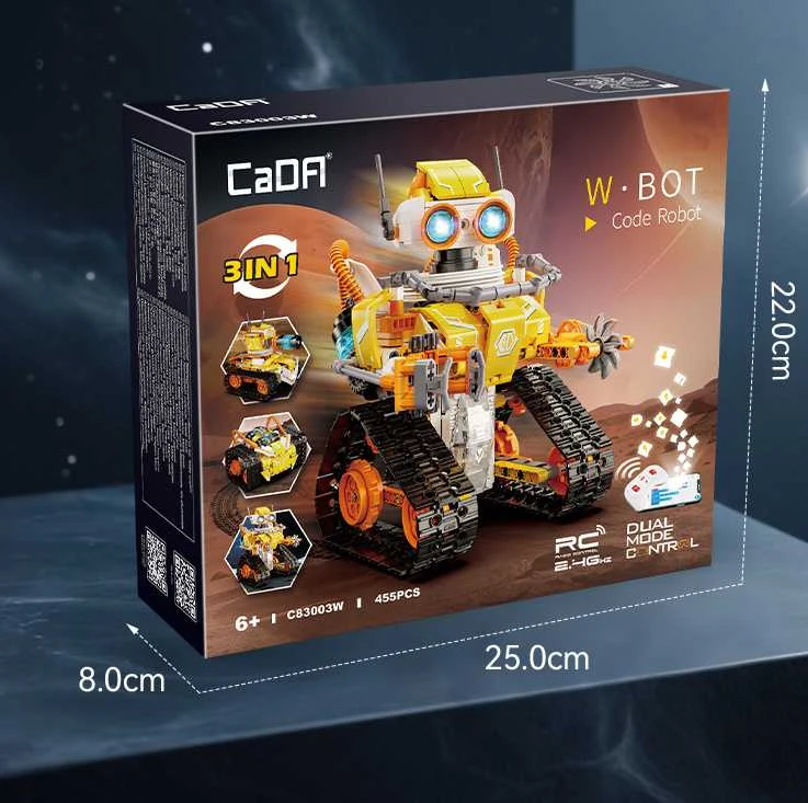CADA CODE robotų blokų rinkinys, modelis W.BOT RC, nuotoliniu būdu valdomas Dual Mode 455