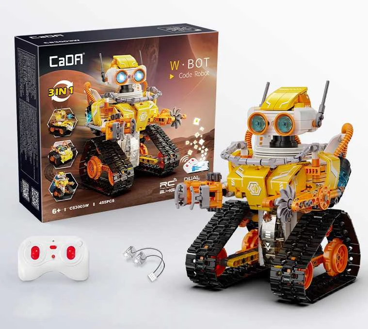 CADA CODE robotų blokų rinkinys, modelis W.BOT RC, nuotoliniu būdu valdomas Dual Mode 455