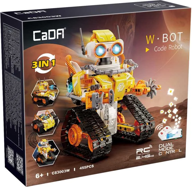 CADA CODE robotų blokų rinkinys, modelis W.BOT RC, nuotoliniu būdu valdomas Dual Mode 455
