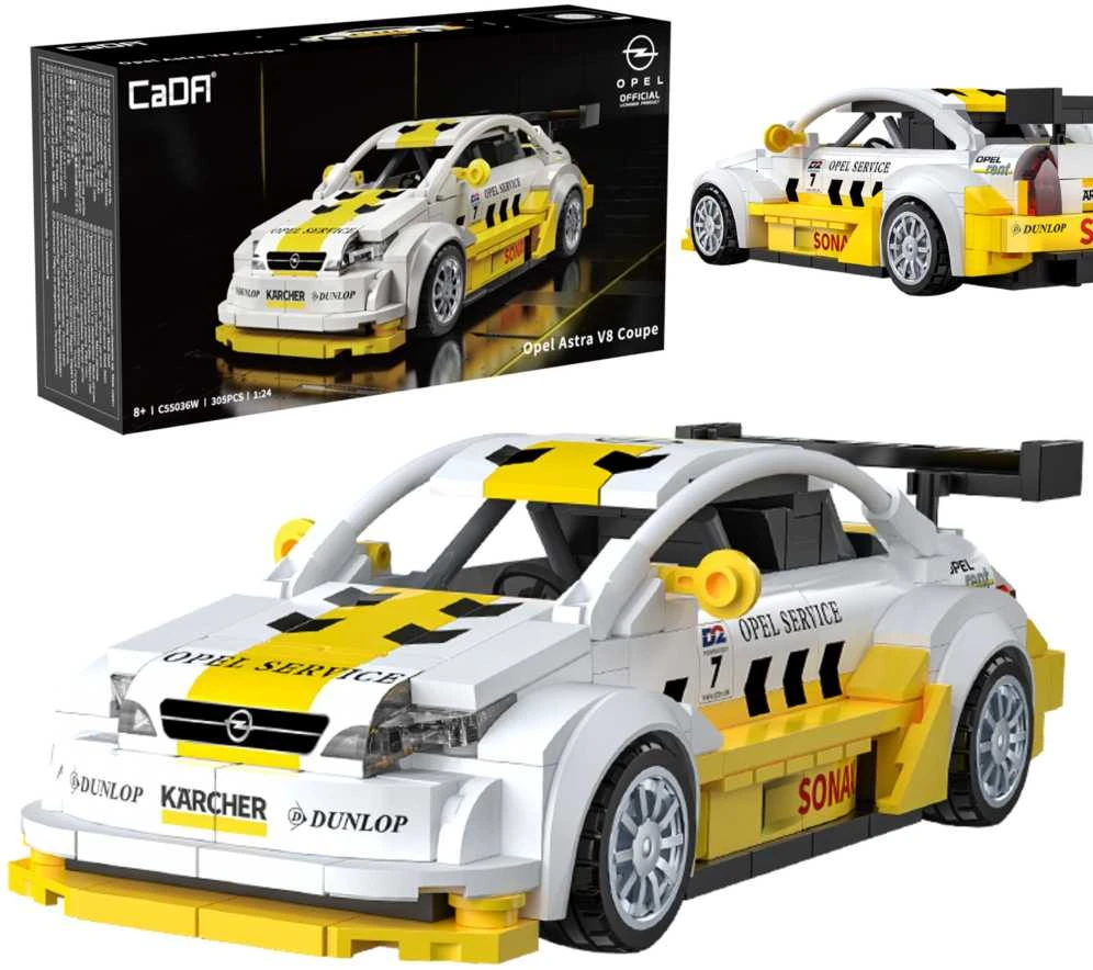 CaDA konstruktoriaus kaladėlės lenktyniniam automobiliui „Opel Astra V8 Coupe DTM“ – 305 detalės