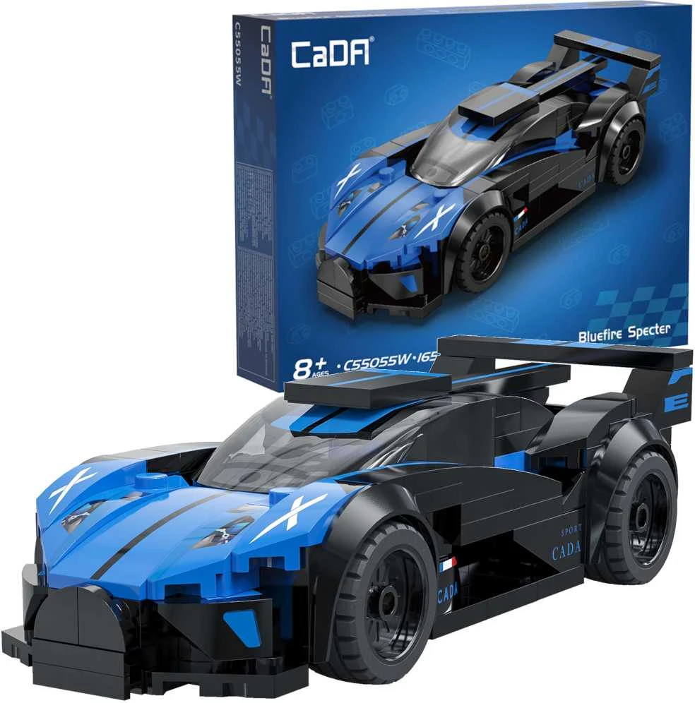 CaDA konstruktoriaus kaladėlės lenktyniniam automobiliui „Bluefire Specter“ lenktyniniam automobiliui sportiniam automobiliui, 165 detalės