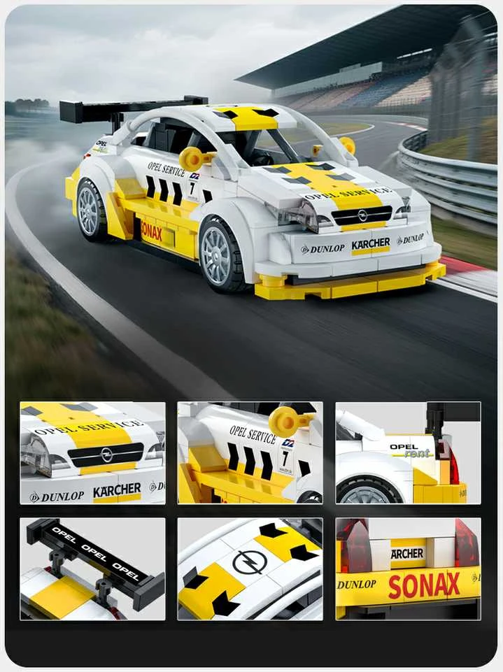 CaDA konstruktoriaus kaladėlės lenktyniniam automobiliui „Opel Astra V8 Coupe DTM“ – 305 detalės
