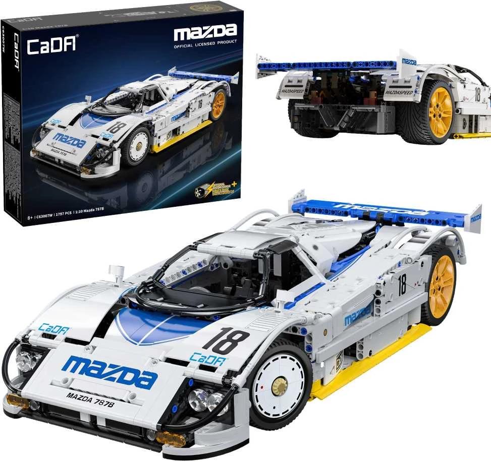 CaDA konstruktoriaus kaladėlės lenktyninis automobilis 50 cm 1:10 Mazda 787B sportinis automobilis 1797 detalės