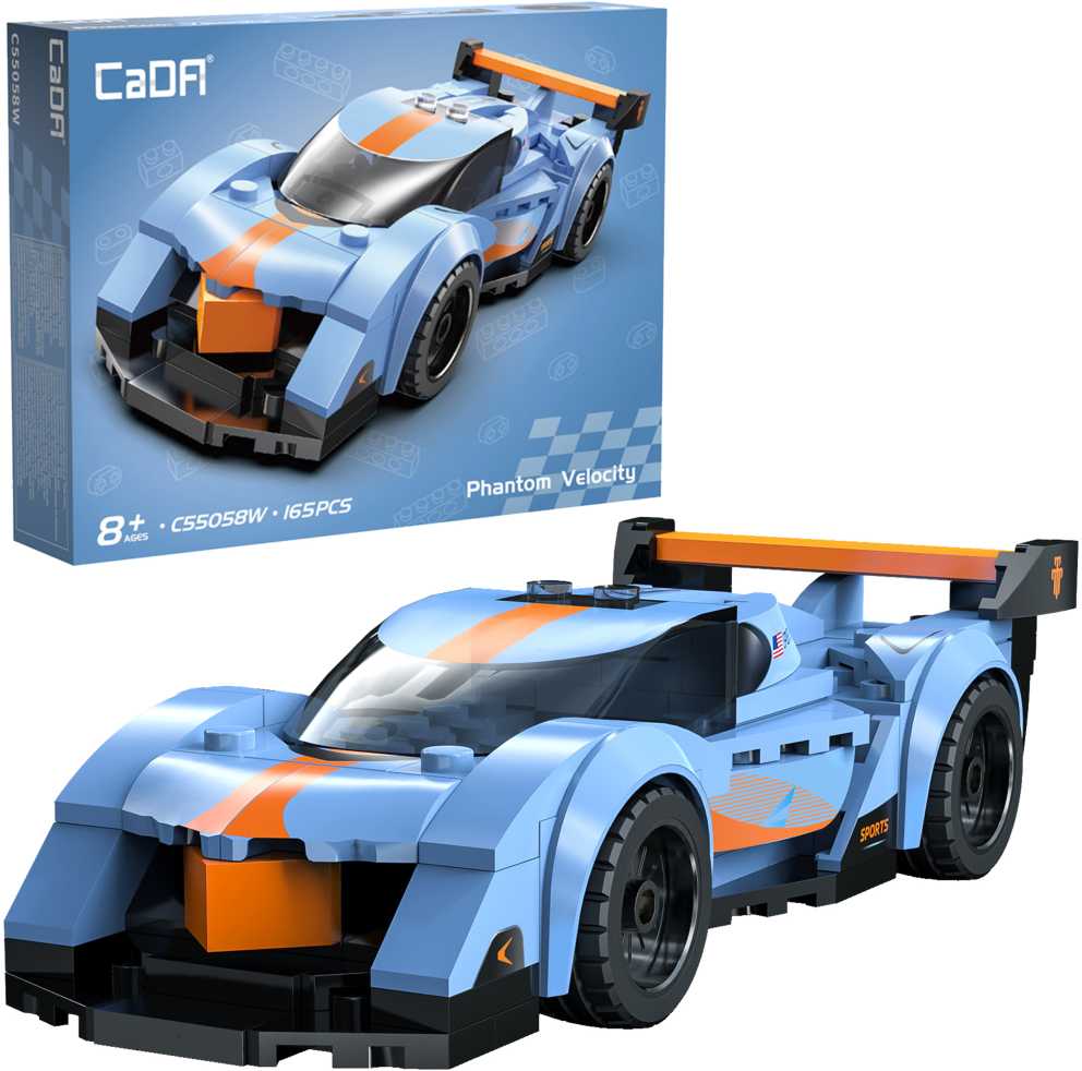 CaDA lenktynininko konstruktoriaus kaladėlės, „Phantom Velocity Race Car“ sportinis automobilis, 165 detalės