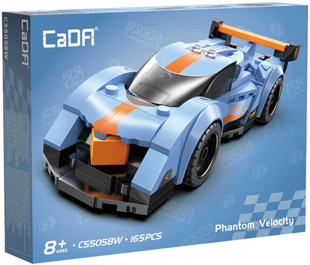 CaDA lenktynininko konstruktoriaus kaladėlės, „Phantom Velocity Race Car“ sportinis automobilis, 165 detalės