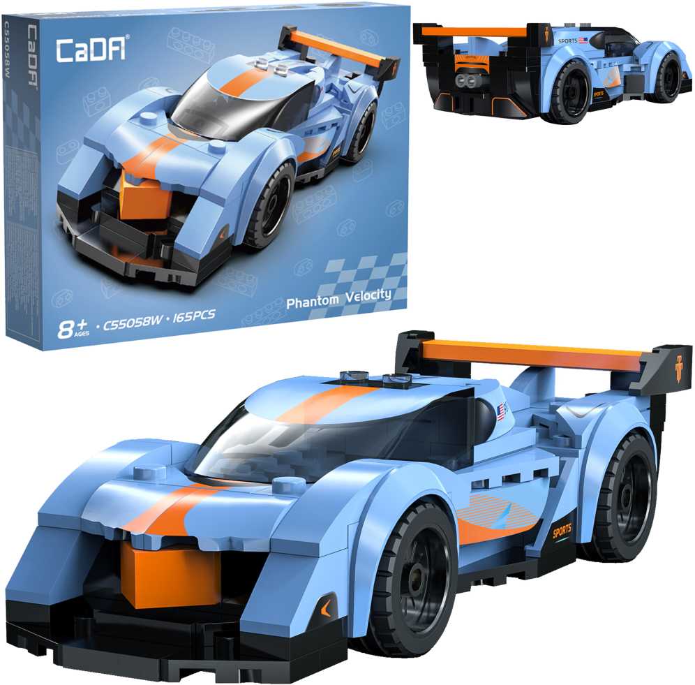 CaDA lenktynininko konstruktoriaus kaladėlės, „Phantom Velocity Race Car“ sportinis automobilis, 165 detalės