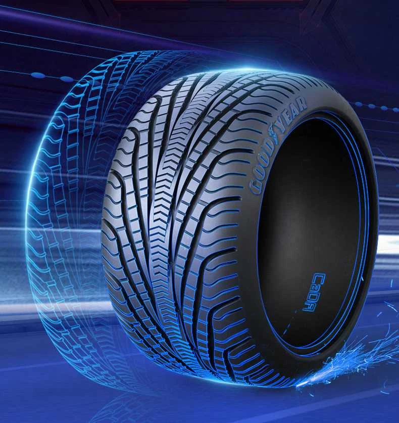 CaDA licencijuotas padangų komplektas Goodyear 1:10 RC transporto priemonėms ir statiniams modeliams 4 dalys D014-003