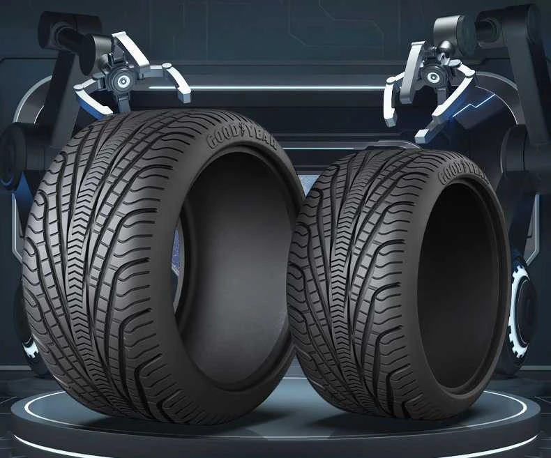 CaDA licencijuotas padangų komplektas Goodyear 1:10 RC transporto priemonėms ir statiniams modeliams 4 dalys D014-003