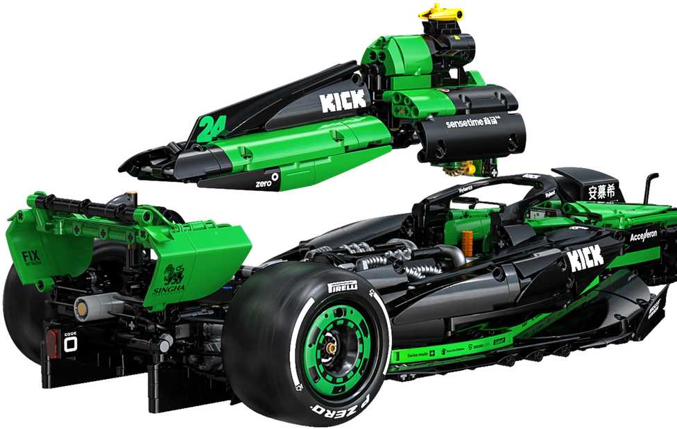 CaDA statybinės plytos F1 Kick Sauber sportinis lenktyninis automobilis 2553 vienetai C64010W