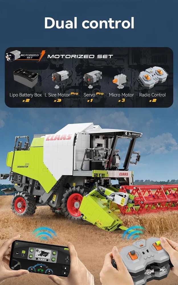 CaDA statybiniai blokai Claas Dominator 370 kombaino mastelis 1:17 58 cm 4567 elementai